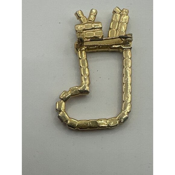 Smithsonian Gold-Tone Train & Christmas Stocking Brooch Pin Set - Picture 4 of 4